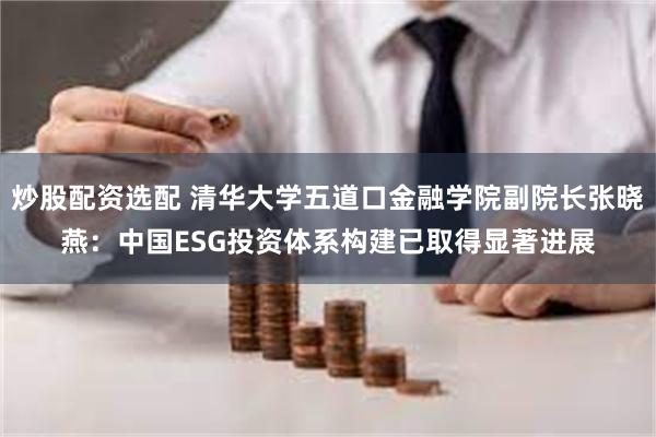 炒股配资选配 清华大学五道口金融学院副院长张晓燕：中国ESG投资体系构建已取得显著进展