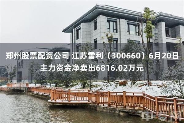 郑州股票配资公司 江苏雷利（300660）6月20日主力资金净卖出6816.02万元